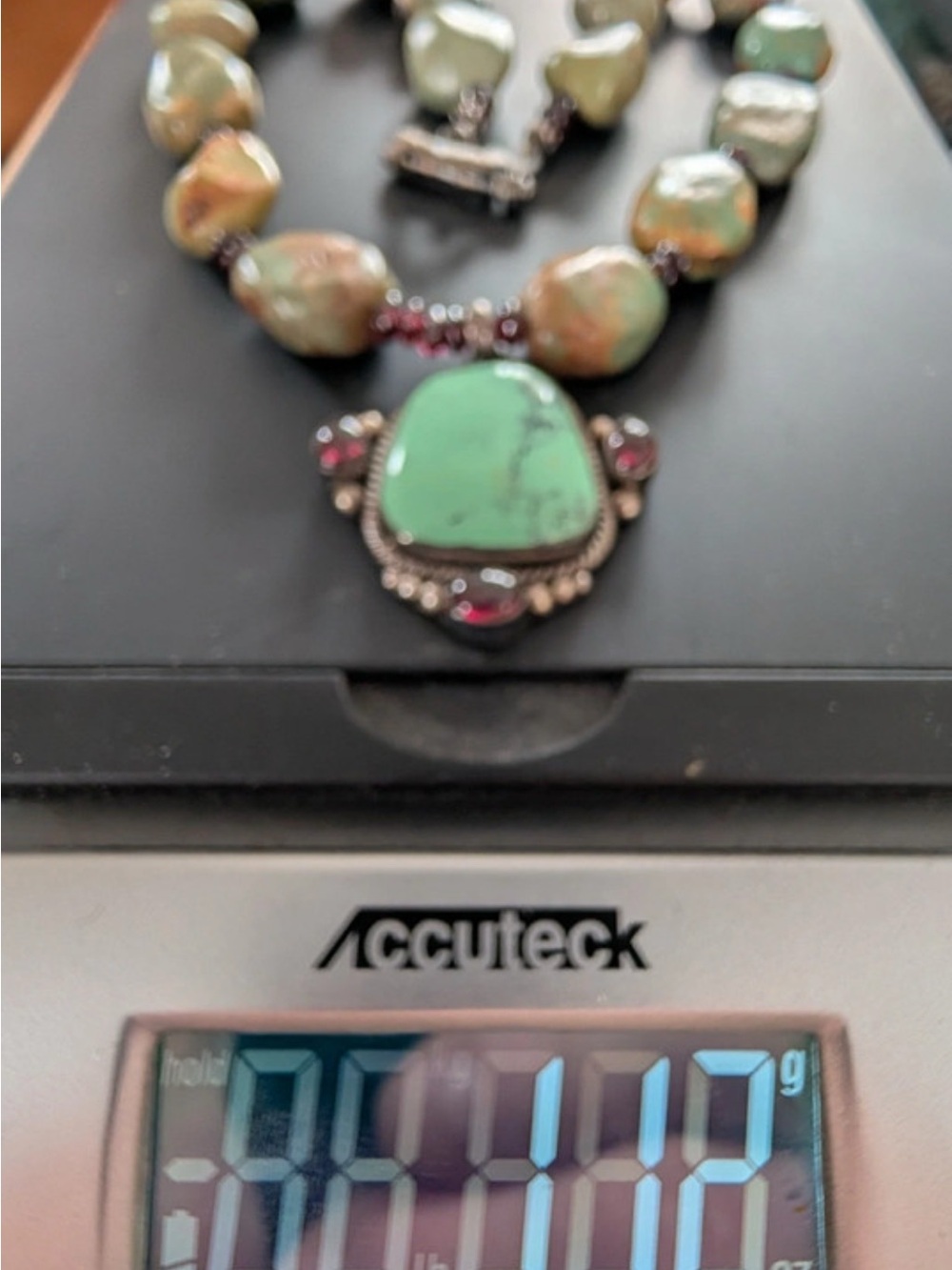 Tibetan Turquoise Pendant Necklace with Stone Beads and real silver - Picture 5 of 7